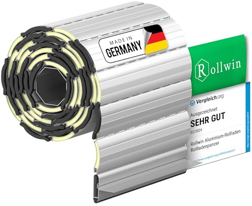 Rollwin ROLLADEN ALU Maxi 52 Silber Winkelendleiste Rolladenpanzer Aluminium Lamelle mit Rollladendämmung Rollladenfenster Rollladen DEUTSCHE Produktion zum Einbauen Hier Konfigurieren »»