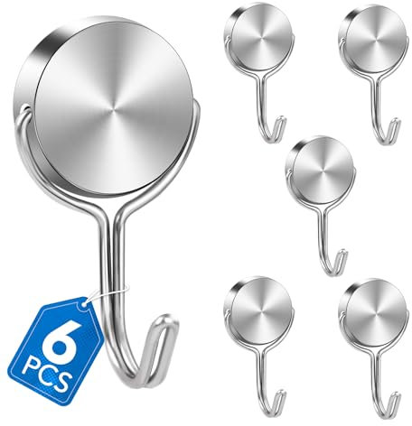 LOVIMAG Magnetic Hooks for Cruise Cabins, 60Lbs Swivel Magnetic Hooks Heavy Duty, Cruise Ship Essentials, Locker Accessories, Magnet Hook for Classroom, Refrigerator, Hanging, Grill -6 Pack