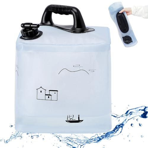 Deiris Tanica Acqua 15 L, Taniche Pieghevoli, Tanica con Rubinetto, Serbatoio Acqua Camper, Senza BPA, Ideale per Il Trasporto dell'Acqua per Escursionismo all'Aperto e Sopravvivenza