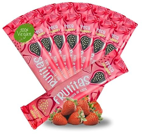 Alna - Frutitas - Lengua de Fruta - Fresa - 100% Natural - Sin Azúcares Añadidos - Vegano - Snack Saludable para niños y Adultos - Chuches Saludables - RealFooding - 15 Unidades