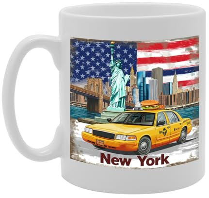 Coralgraph Various New York USA Themed Ceramic Mug – Novelty Gift Coffee Tea Cup with Iconic New York Designs (New York MG6436)
