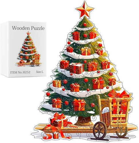 Puzzle Weihnachten, teiliges Christmas Puzzle für Erwachsene, Weihnachtsbaum holzpuzzle, Geeignet für weihnachtsdeko innen