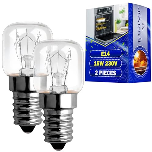MONTERAL 2 x E14 Oven Bulbs 15W 230V with a Maximum Temperature of 300°C