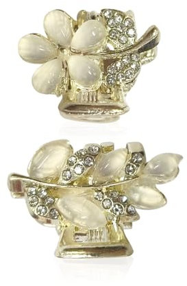 2 Pinces À Cheveux Feuilles Et 2 Pinces À Cheveux Fleurs, Pinces À Cheveux Strass, Pinces À Cheveux Élées, Mini Pinces À Cheveux, Accessoires Pour Cheveux