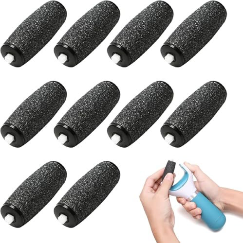 10 Pcs Foot File Replacement Rollers,Foot Roller for Scholl Velvet Smooth Replacement Roller Head, Extra Coarse Refill Rollers for Hard Skin Remover (Black)