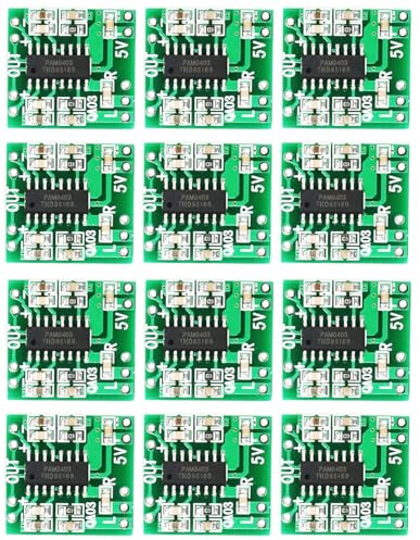 VISSQH 12 Stück PAM8403 Mini Leistungsverstärkermodul,3 W + 3W Dual-Channel Typ D PAM8403 Digital Audio Verstärker 2,5 V-5,5 V Audioverstärker-Board