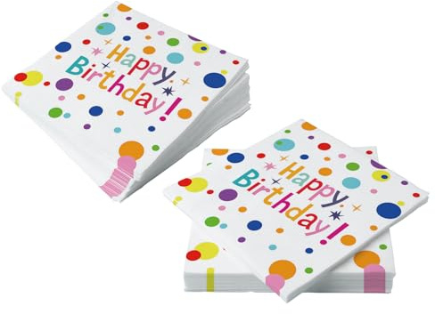 40PCS servietten geburtstag,33x33cm happy birthday serviettes,tischdeko geburtstag servietten,Serviette Bunt Gepunkteter für Happy Birthday Party Zubehör Dekoration ﻿ (Multicolor 2)
