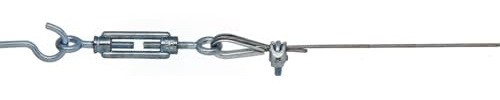 Seilspanngarnitur Turin, Verzinktes Metall, Silber, Modern, 2mm Seil, 5m | Für Gardinen und Stoffverschattung, 5/10 Meter verfügbar