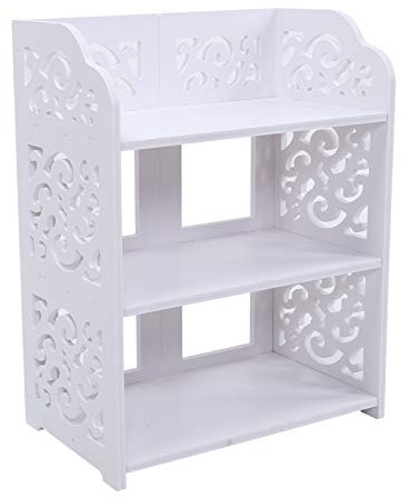 RIZGHWOY Schuhregal Weiß 3 Ebenen Ständer Aufbewahrungsorganisator Regal, WPC -Material Wohnzimmer Schlafzimmer Badezimmer Büro