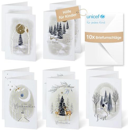 Unicef Minikarten Festtagsgrüße | 10 Klappkarten mit Umschlägen | Helfen Sie Kindern in Not: FSC-Papier, 10 Karten mit Umschlägen (7,5 x 10,5 cm) – Weihnachtskarte