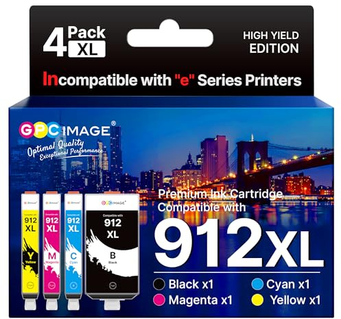 GPC IMAGE 912XL Multipack Kompatibel mit HP 912 druckerpatronen mit HP Officejet Pro 8022 Patronen, mit Officejet 8010 8012 8014 8015, mit Officejet pro 8020 8023 8024 8025, Schwarz/Cyan/Magenta/Gelb