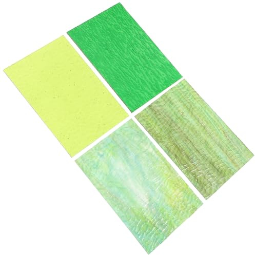 Healeved Láminas de Vidrio para Mosaicos DIY 10x15 Cm Surtido de 4 Piezas Colores Verde Moteado y Traslúcido, Suministros para Manualidades y Decoración Artística