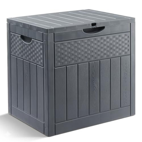 HOBBYZOO Gartenbox wasserdicht, 126L Outdoor Aufbewahrungsbox für Gartenmöbel, Poolzubehör und Werkzeug, 56 x 53 x 43 cm, Grau