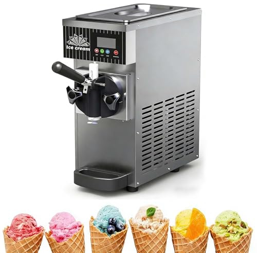 zhenmaster Soft Serve Ice Cream, Ice Cre-am Machine for Home & Commercial Use, 4-5 Kg/H Output Countertop Unit Featuring Auto Clean, LCD Smart Panel & Continuous Dispensing, for Snack Bars(Grey)