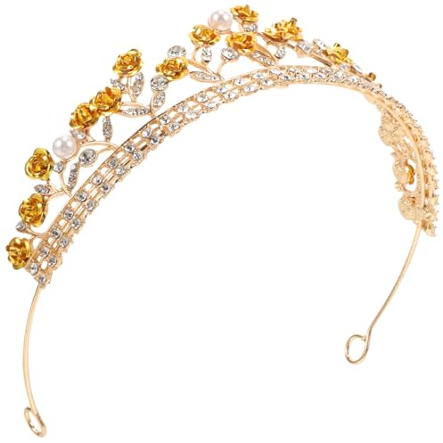 AMUSLESUR Couronne de Roses Délicate pour Femmes en Alliage Métallique, Confortable à Porter, pour Costumes de Spectacle et Fêtes de Noël