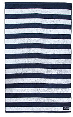 ATLANTIC SHORE | Beach Towel | Strandtuch aus 100% Baumwolle (Oeko-Tex) | 160 x 90 cm in Navy Blue/White | Stripes
