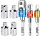Newder Adaptador para Llave de Carraca, Juego de 4 Pzas Adaptadores de 1/4 3/8 1/2 +Set con 3 piezas Hexagon Color Aluminio adaptadores Socket Wrench 1/4, 1/2, 3/8