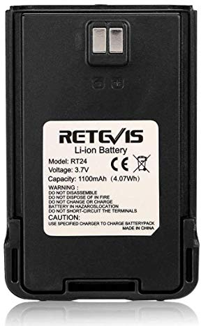 Retevis RT24 Walkie Talkie Batteria Li-ion 3.7V 1100mAh Compatibile con Ricetrasmittenti Retevis RT24 Walkie Talkies (Nero, 1 pz)