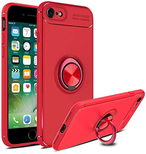 SORAKA Case for iPhone 6 Plus with Ring Holder Soft TPU Slim Fit Case iPhone 6S Plus Case with Metal Plate for Magnetic Car Phone Holder Red
