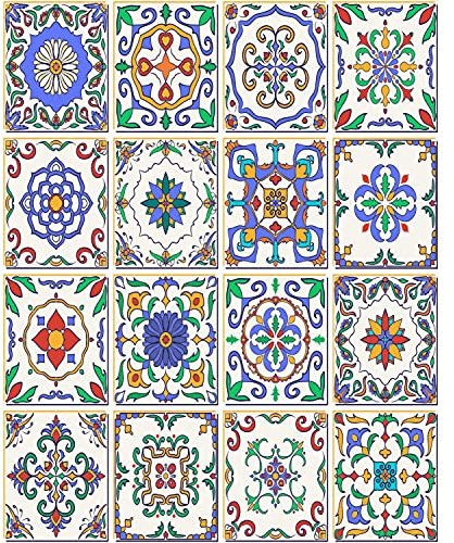 FoLIESEN Fliesenaufkleber für Bad, Küche, Badezimmer - Fliesen-Folie selbstklebend - Klebefliesen Patchwork No.2, .:20x25 cm / 16-tlg. Set