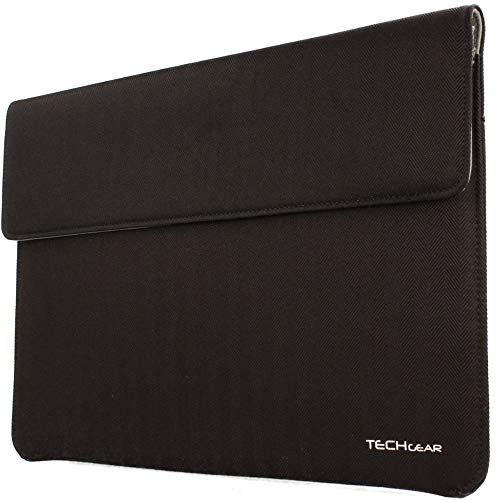 TECHGEAR Ultra Slim [Tweed Effect] Laptop Envelope Sleeve Case Cover with Pocket fits MacBook Air/Pro 13 Inch, Microsoft Surface Pro X/7/6/5 & other Tablets, Notebooks of similar size [ONYX]