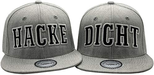 Outfitfabrik 2 Snapback Cap Hacke Dicht in grau mit weiß/schwarzem 3D-Stick (Festival, Alkohol, Statement, Saufen)