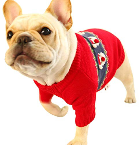 Dog Sweaters Christmas Red Santa Claus Big Nose Pet Cat Winter Knitwear Warm Clothes, Classic Red (Red, L)