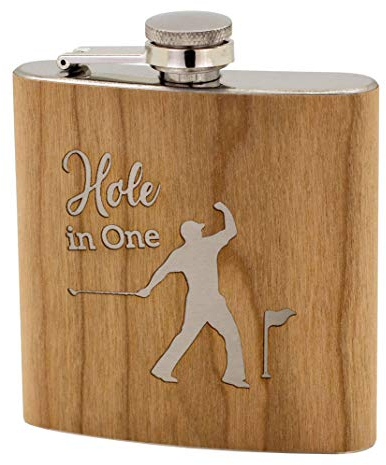 Spruchreif PREMIUM QUALITÄT 100% EMOTIONAL · Flachmann aus Edelstahl mit Gravur · Flachmann Golfer · Geschenk für Golfer · Flachmann aus Holz · Geschenk Golf · Golf Geschenke