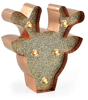 Legami - Mini Deko-Licht, 10 x 3,3 x 10 cm, Metall, Holz, Kunststoff, 2 Schlitze auf der Rückseite zum Aufhängen des Lichts an der Wand, Lichtfarbe warmweiß, Thema Reindeer