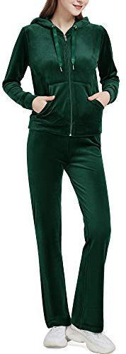 Woolicity Damen Hausanzug Velours Nicki Freizeitanzug Trainingsanzug Set Sportanzug Jogginganzug Schlafanzug mit Reißverschluss Oberteil und Hose Set