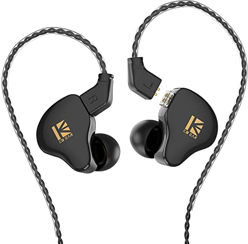 Yinyoo KBEAR KS1 in Ear Monitor, Auricolari Stereo cablati Dual Magnectic Circuit Dynamic, HiFi in Ear Auricolari con Cancellazione del Rumore, Cavo Staccabile (senza Mic, Nero)