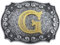 STARBRILLIANT Western-Gürtelschnallen Für Herren Von A Bis Z, Anfangsbuchstaben, Cowboy-Gürtelschnallen Mit Wolken-Rollrand, Schwarz Grau(G)