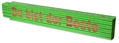 TE-Trend Zollstock mit Gravur personalisierter Meterstab 2m Gliedermaßstab Meter Metermaß Du bist der Beste Grün