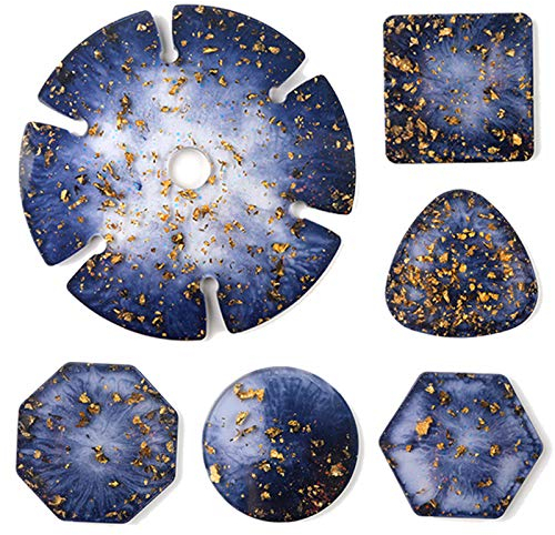 6 Pièces Moule à Dessous-de-Verre en résine, Coaster Moulle Silicone Resine Epoxy Moule,pour la Fabrication de sous-Verres, Tapis de Bol, décors