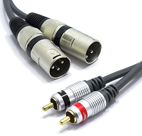 VITALCO 2X XLR Male to 2X RCA 1.5m Cable Dual 3 PIN Microphone to Twin RCA Lead