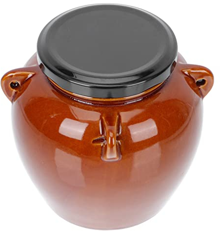 YARNOW 1 Pc Pot De Kimchi en Céramique Kit De Fermentation SAS à Air Jar De Crock De Fermentation en Céramique Pot De Pot avec Couverture Fer Blanc Réservoir De Stockage