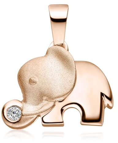 Materia Rosegold Anhänger Elefant - Kettenanhänger Silber 925 Zirkonia KA-99-Rose_ohne Kette