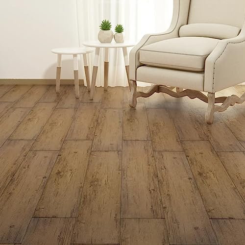 ZEYUAN PVC Laminat Dielen, PVC Bodenbelag, Bodenfliesen, Boden Folie, Laminat Boden, 5,26 m² 2 mm Walnuss-Braun