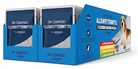 By Amazon - Alleinfuttermittel für ausgewachsene Hunde- Fleischauswahl in Gelee 4.8 kg, 100g (48er-Pack)