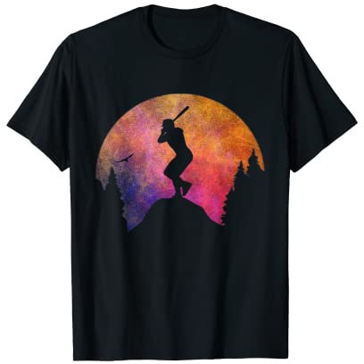 Baseball-Kunst mit buntem Himmel für Baseballspieler, niedlich T-Shirt