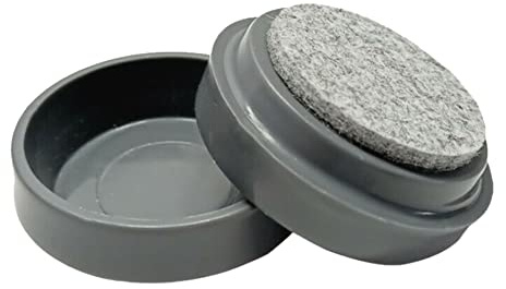 SUL Castor Caster Cup With Felt Pad Non Slip Floor Protector Glide For Chair Leg, Sofa Protect Wood Laminate Floor Tile Lino Floor From Scratch Dimension 50mm -4pk – Grey