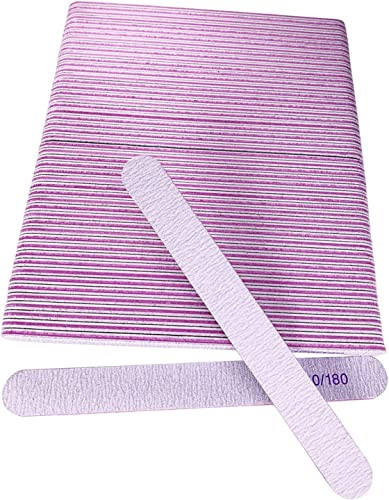 AhaTopia - 50 Pieces Nail Files for Acrylic Nails and Natural Nails 100/180 Grit Double Sided