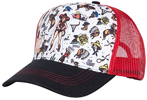 King Kerosin Herren Trucker Cap Texanischer Frontpatch Stickerei Mesheinsatz Snapback-Verschluss Go West Texas