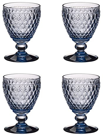 Villeroy & Boch Boston 4er Set Boston Coloured Kelch, Weißweinglas auf Fuß blau