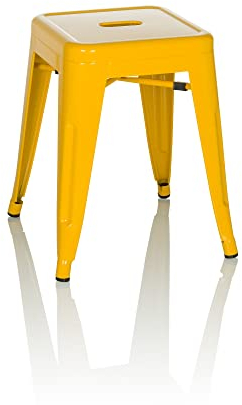 hjh OFFICE Metall Hocker VANTAGGIO Gelb Sitzhocker im Industry-Design, stapelbar, niedrig, 645071