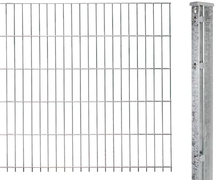 Alberts 644604 Doppelstabmattenzaun als Zaun-Komplettset | verschiedene Längen und Höhen | feuerverzinkt | Höhe 183 cm | Länge 2,5 m