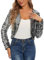 MINTLIMIT Pailletten Strickjacke Damen Kurz Offene Cardigan Langarm Bolero Elegant Boleroshrug (Mehrfarbig L)