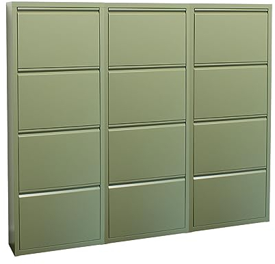 ebuy24 Pisa Schuhschrank mit Klappen/Türen in Metall grün (150x140x16cm)
