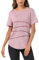 Terecey Sportshirt Damen Fitness T-Shirt Yoga Shirt Damen Funktionsshirt Atmungsaktives Sport Tshirt Mädchen Trainingsshirt Laufshirt für Wandern Lässig Gym Rosa M
