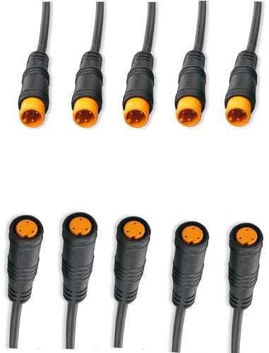 Laisomeke Julet 3Pin Male/Female Waterproof Cable Electric Bike Extension Cable Connector for Light Throttle Ebike Display Ebike Parts Extend (5pack)